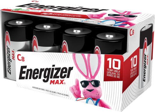 MAX C Batteries, Premium Alkaline C Cell Batteries (8 Battery Count)