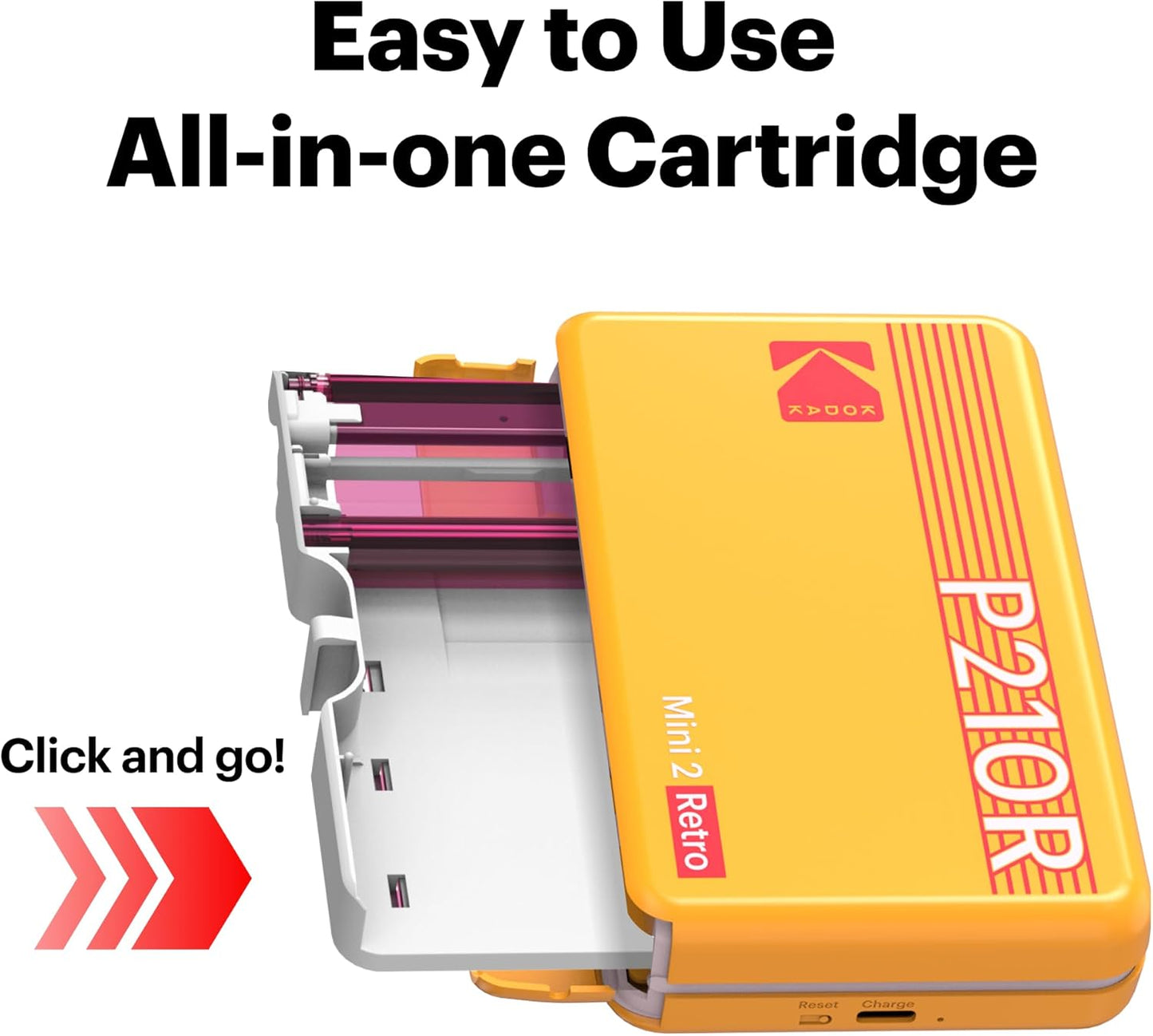 KODAK Mini 2 Retro 2X3 Portable Photo Printer, 38 Sheets, Bluetooth Smartphone Printer for Iphone & Android, Instant Color Prints, 4PASS Dye Sublimation, White